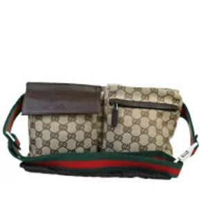 Gucci Sherry waist Pouch Clutch bag GG brown green red canvas leather